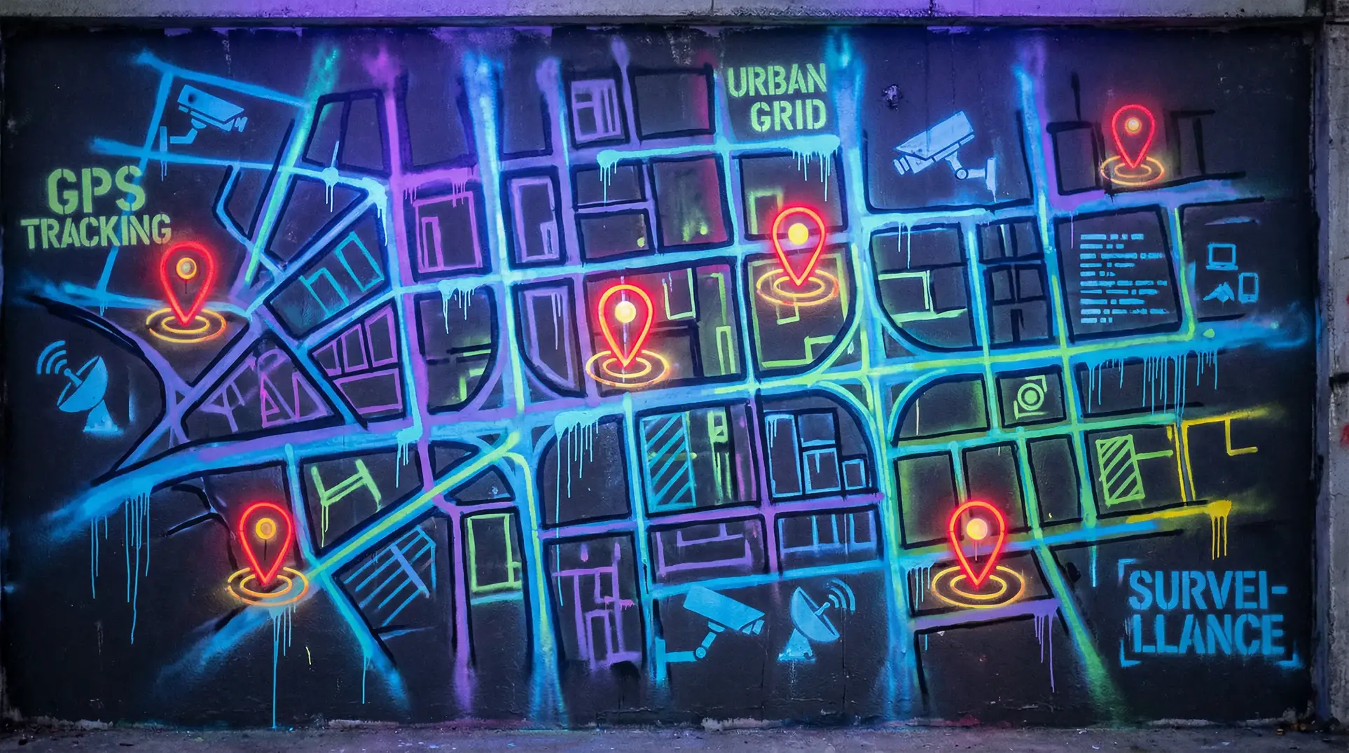 探花 狗仔追踪地图 - 城市涂鸦风格